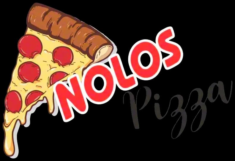 Logo de Nolos Pizza: una porción de pizza con pepperoni y queso derretido